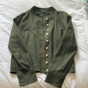 Olive green denim, military style jacket